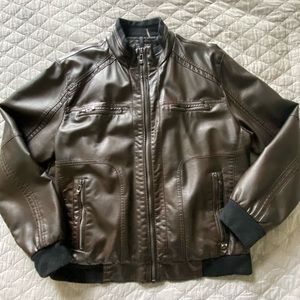 Calvin Klein | Brown Men’s Faux Leather Jacket | size: Large